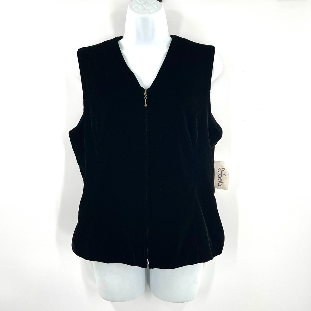 NEW Rafaella velour velvet full zip up vest y2k black whimsigoth grunge indie 6